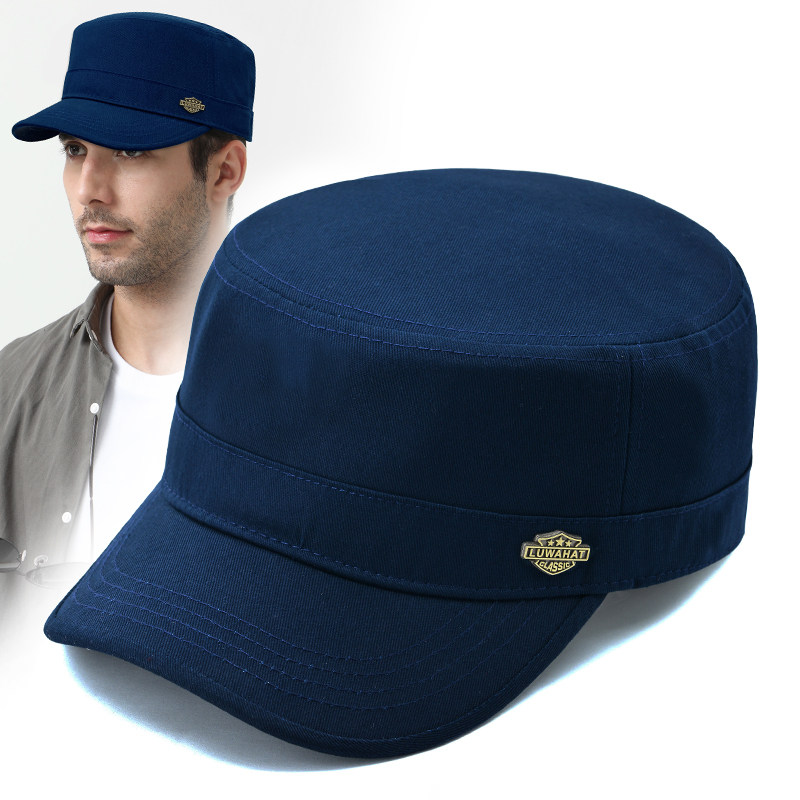 全棉硬挺平顶帽男款春秋纯色大码出游百搭瘦脸帽休闲平头高级单帽