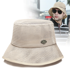 夏季全网盆帽男防晒遮阳帽沙滩钓鱼帽户外大码渔夫帽镂空帽顶凉帽