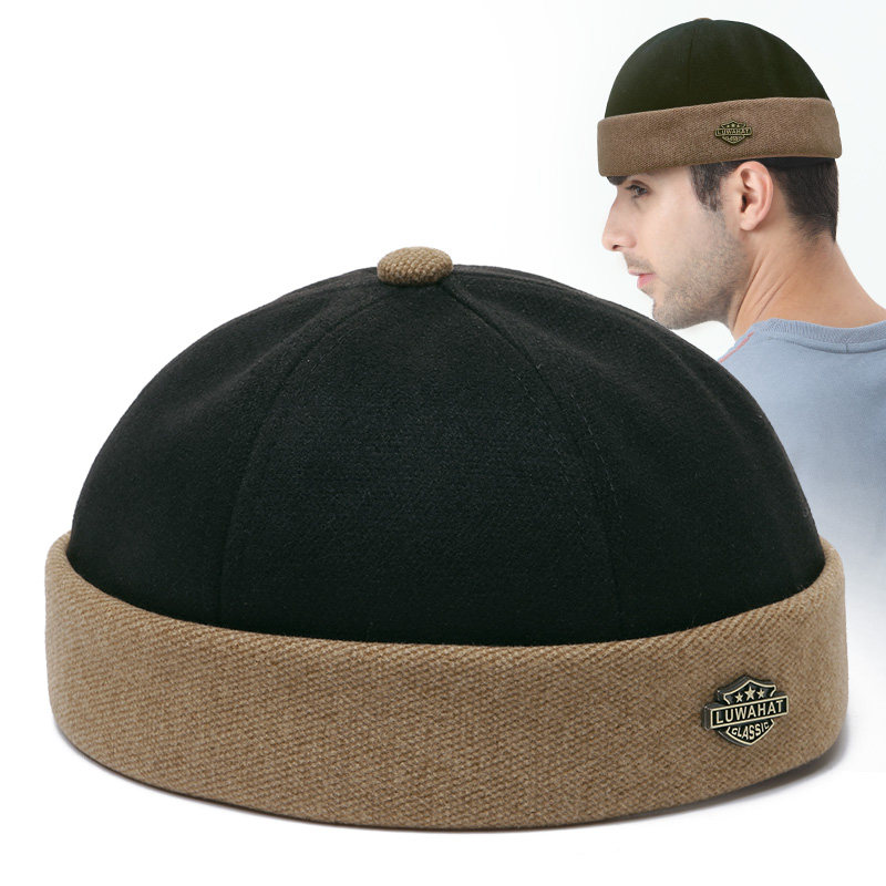 香港路瓦潮流拼色地主帽