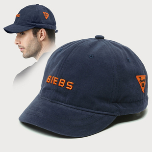 路瓦男士帽子春秋短檐后封口棒球帽水洗棉鸭舌帽中年出游遮阳小沿