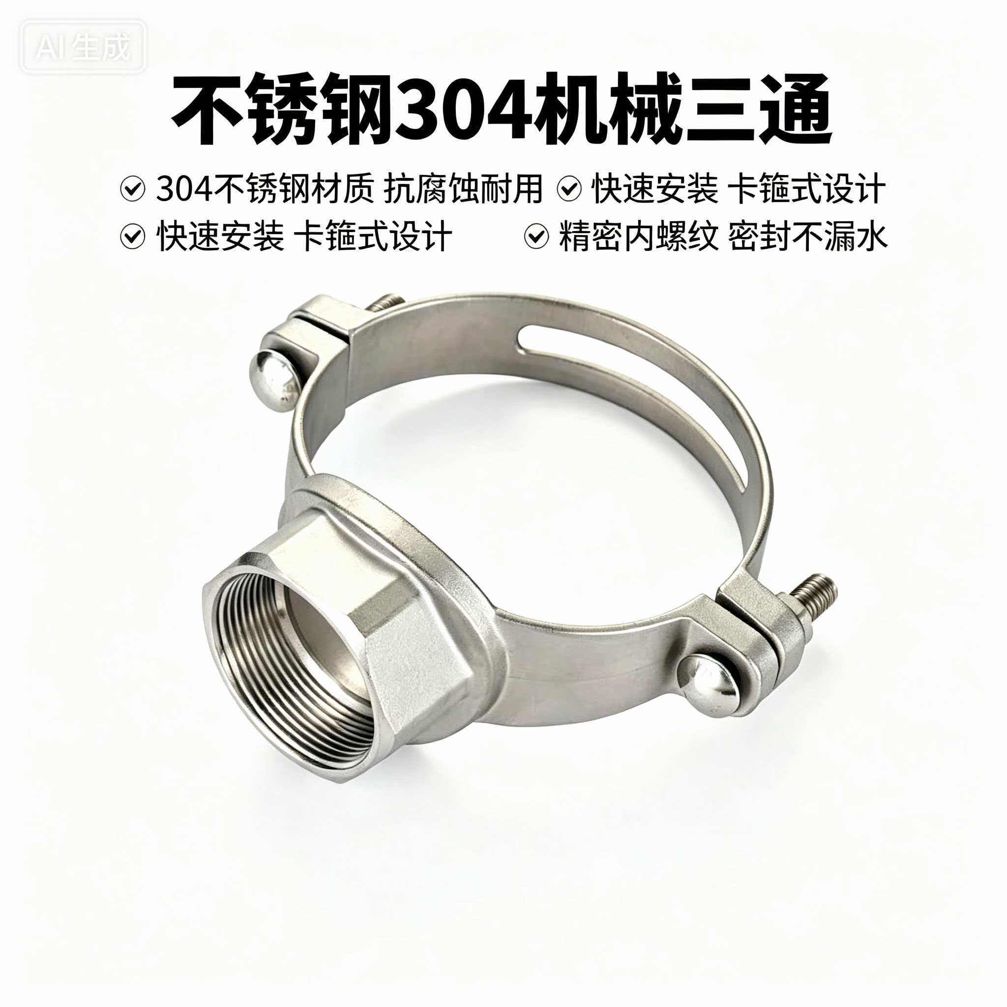 304不锈钢机械三通 管道丝扣分流三通消防管道沟槽水管快速接头