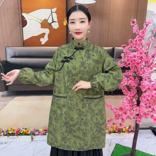 新中式 厨房做饭家用古风防污脏罩衣套羽绒棉服围腰工作服 围裙长袖