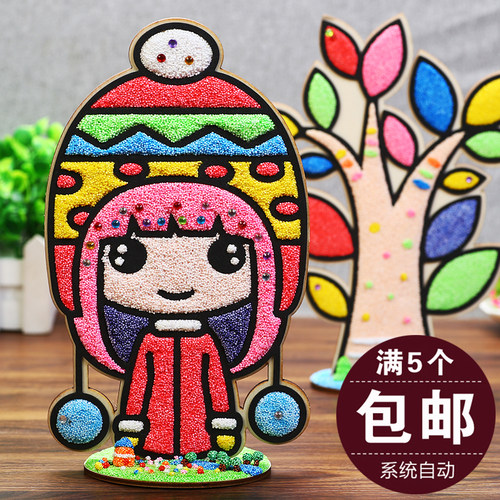 木板雪花泥画珍珠粘土幼儿园