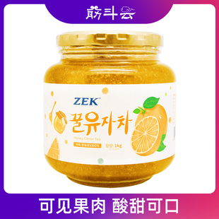 韩国进口ZEK蜂蜜柚子茶冲泡饮品冲饮果味茶蜜炼果酱580g1kg瓶罐装