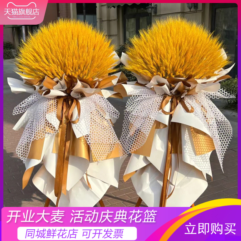开业花篮大麦花蓝活动庆典商务花束北京同城鲜花速递立式开业送花