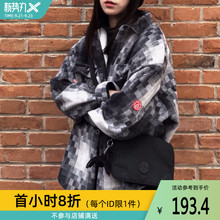 丝叔潮社 F426 马赛克格子毛呢长袖衬衫夹克男女情侣潮牌外套