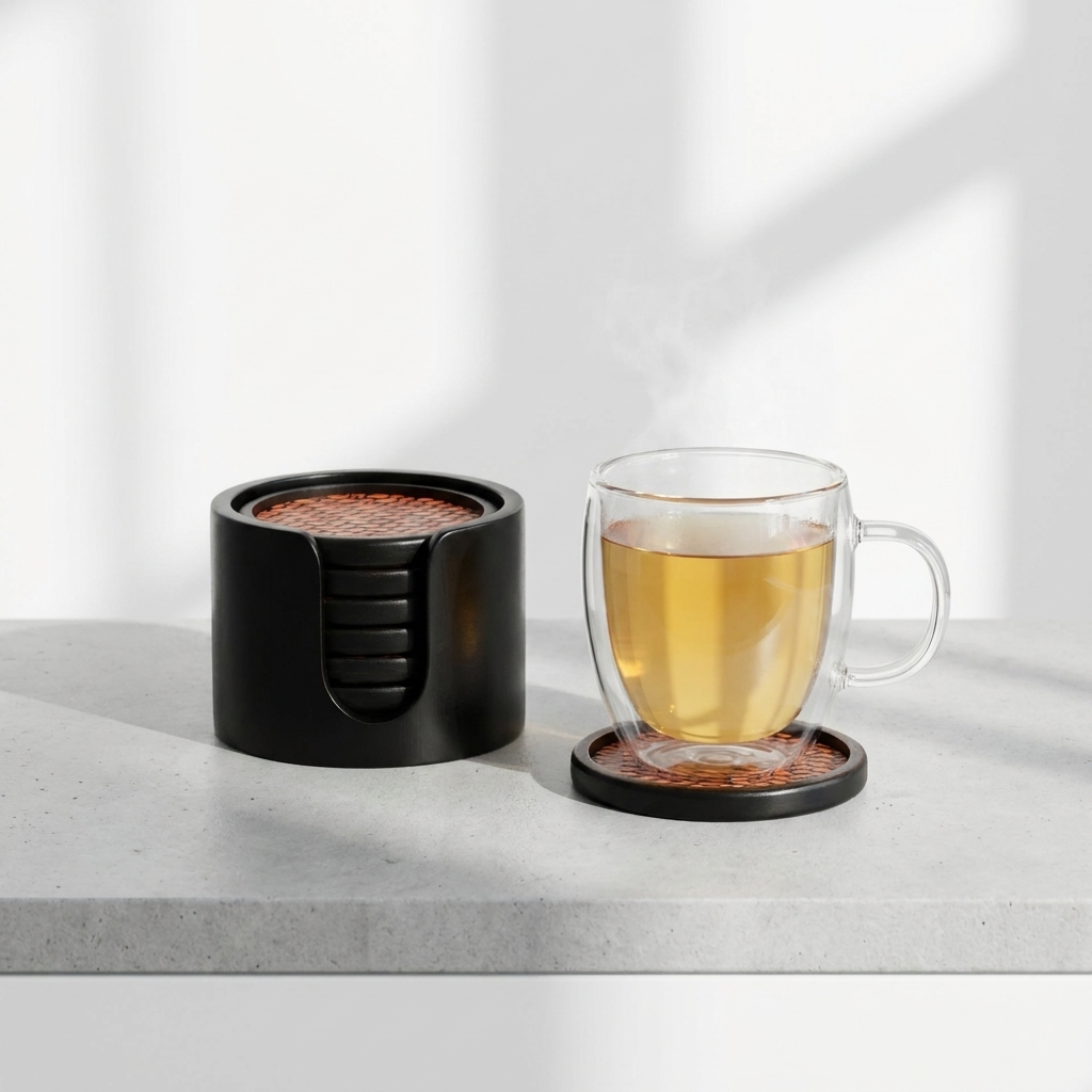 中国风竹制席面杯垫收纳杯笼套组功夫茶杯隔热垫茶席雅器复古手工