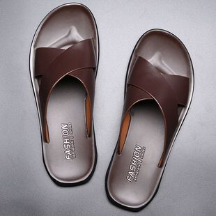 Slippers For Men Leather Flip flops Sandals Man 沙滩凉拖鞋男