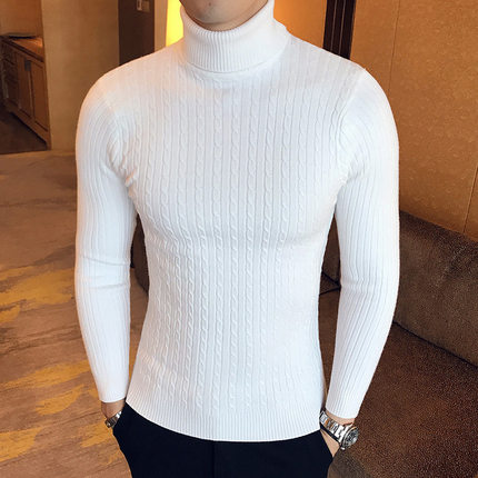 Men's autumn winter knit sweater turtleneck pullover sweater