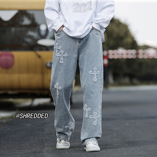 Men Baggy Trousers Cross Mens Loose Jeans Pants Women Denim