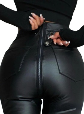 tight highwaist PU leather pants Slim fitting leggings women