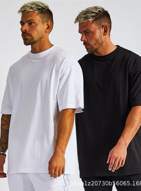Men Blank T-shirt White Cotton Oversized Vintage Solid Color