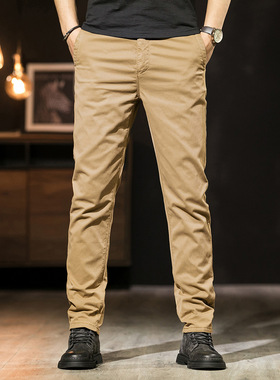 休闲裤 casual khaki chino pants men straight cotton trousers