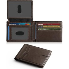 Wallet for Men Slim Leather 2 ID Window With Gift Box 钱包