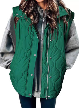Women warm waistcoat cotton vest Fall Winter Zipper Coat马甲