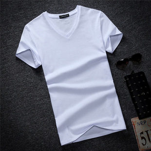 大码 T体恤男 neck white tee shirts 短袖 summer cotton Men