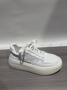 断码 板鞋 处理鞋 小白鞋 头层牛皮真皮圆头厚底休闲女鞋 2026春新特价