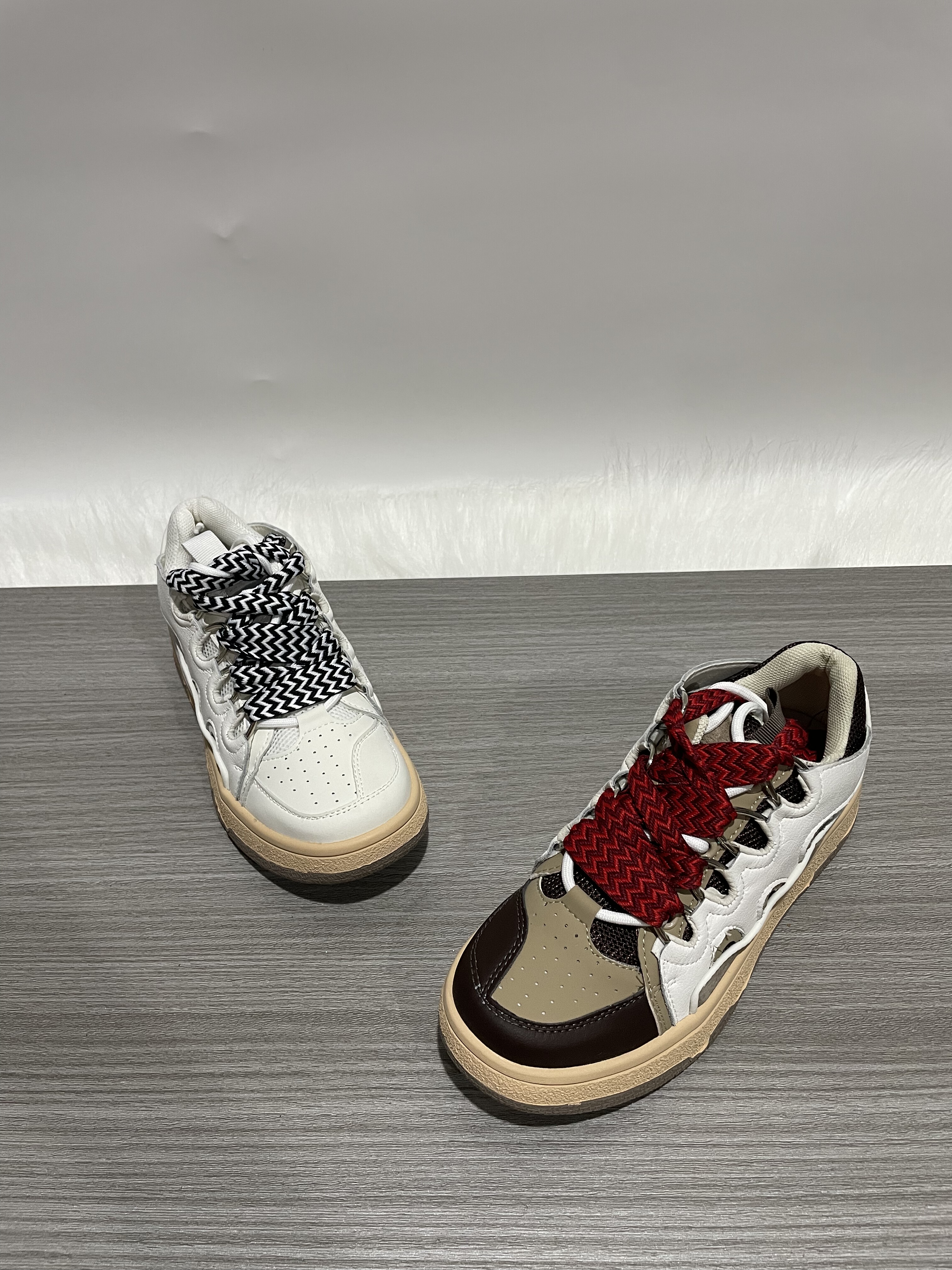 2025春新款特价断码真皮圆头厚底休闲时尚百搭系带拼色英伦风女鞋