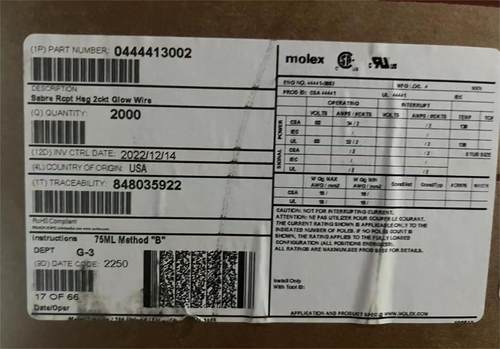 50包邮开票！444413002  MOLEX原厂正品，现货实价，44441-3002