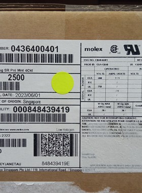 50包邮开票！ 436400401 MOLEX 原厂正品，现货实价，43640-0401