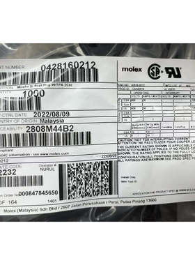 包邮开票！ 42816-0212 MOLEX原厂正品，现货实价，428160212