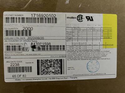 包邮开票！171692-0102  MOLEX原厂正品，现货实价 1716920102