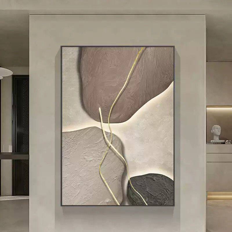 石来运转玄关装饰画现代简约沙发背景墙落地画侘寂风客厅挂画