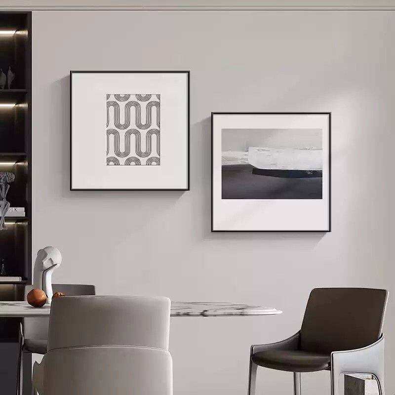 黑白餐厅墙面装饰画轻奢高级感2026新款客厅背景墙卧室壁画挂画