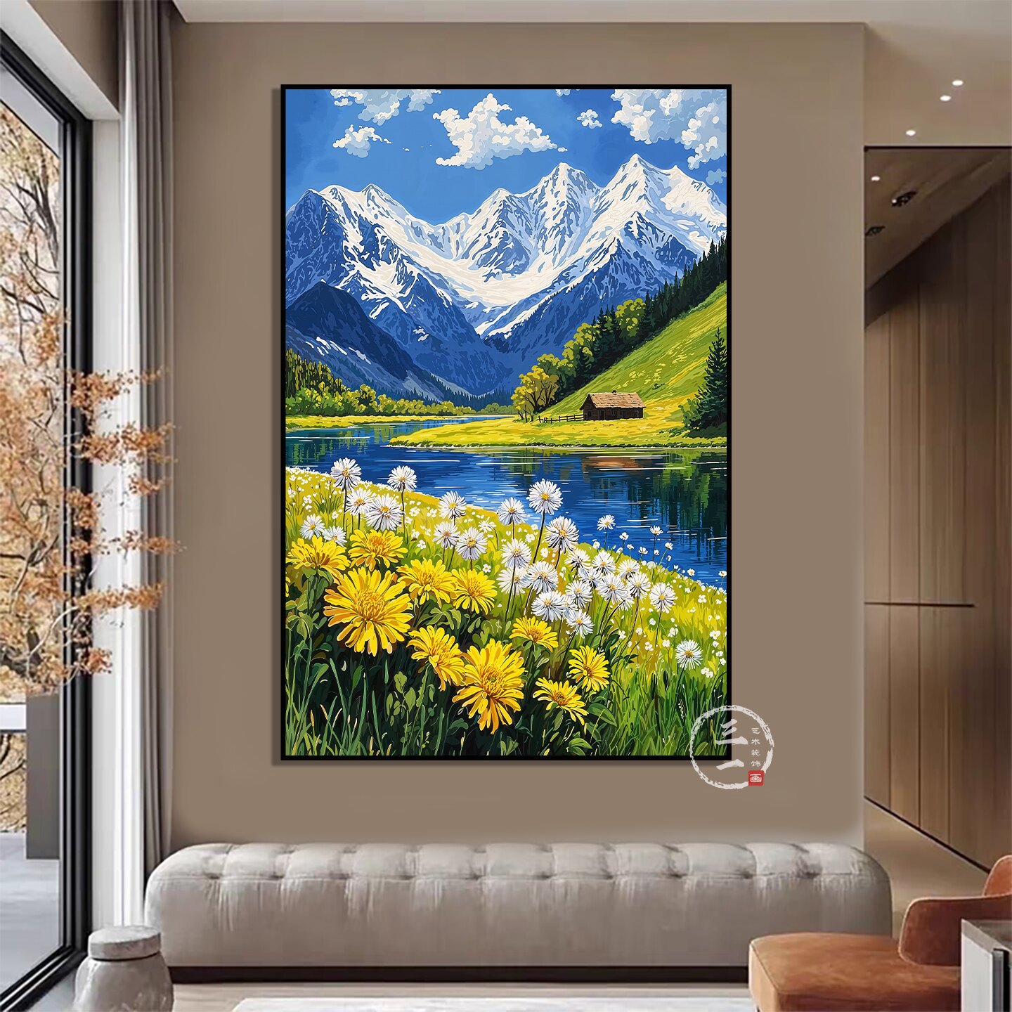 宫崎骏风格治愈风景挂画餐厅卧室简约田园风装饰画书桌玄关柜摆画