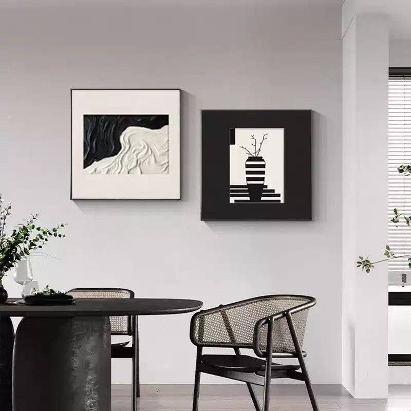 现代简约餐厅装饰画2026新款餐桌背景墙挂画小众艺术饭厅两联画