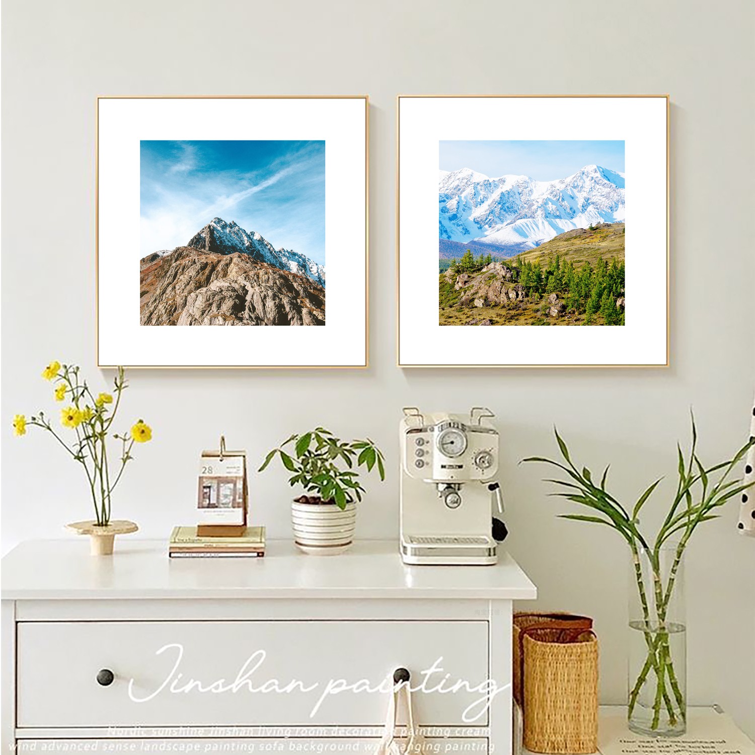 奶油风装饰画客厅现代简约背景墙挂画小众文艺风景壁画餐厅卧室画