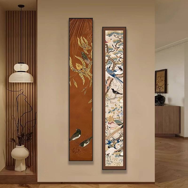 宋代美学竖版窄长条挂画新中式玄关装饰画中国风竹子走廊过道壁画