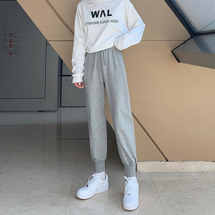 卫裤 灰色运动裤 薄款 显瘦ins潮哈伦裤 H440 女155小个子秋新款