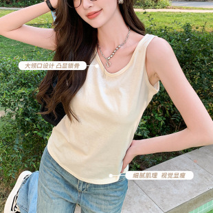 H925严选雪花棉吊带背心女夏外穿宽松打底内搭圆领无袖 老汉衫