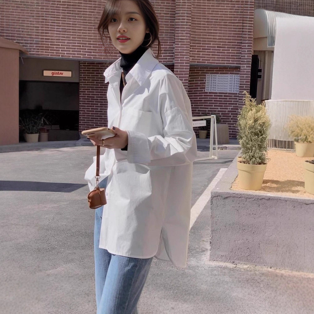 侧开叉白色衬衫女早春秋季2025年新款设计感小众上衣叠穿衬衣,女装/女士精品,衬衫,淘宝优惠券,粉丝福利购,淘宝优惠卷