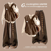 一整套小个子咖色马甲 冬装 美拉德秋冬穿搭职业套装 女2025巨好看