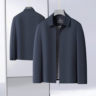 男士秋季爸爸男士上衣干部服休闲装爷爷外套男翻领中老年夹克