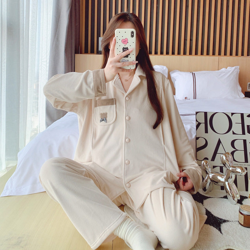 2025秋季新品月子服秋冬款怀孕期孕妇珊瑚绒睡衣产妇牛奶绒哺乳