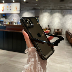 【隐形折叠支架】简约糖果色透明适用于iphone14promax手机壳苹果13/12pro新款全包11加厚防摔plus小众保护套