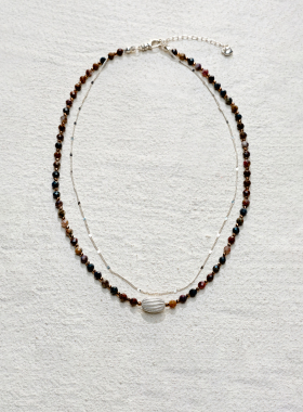 Apt 26SS 虎眼石 孔雀石 双层珠串项链