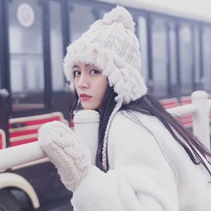 【雷锋帽】加绒加厚毛线保暖护耳帽女