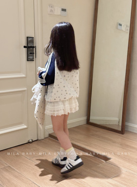 MILABABY2026春夏新款女童学院风外套儿童拉链棒球服蕾丝蛋糕短裙