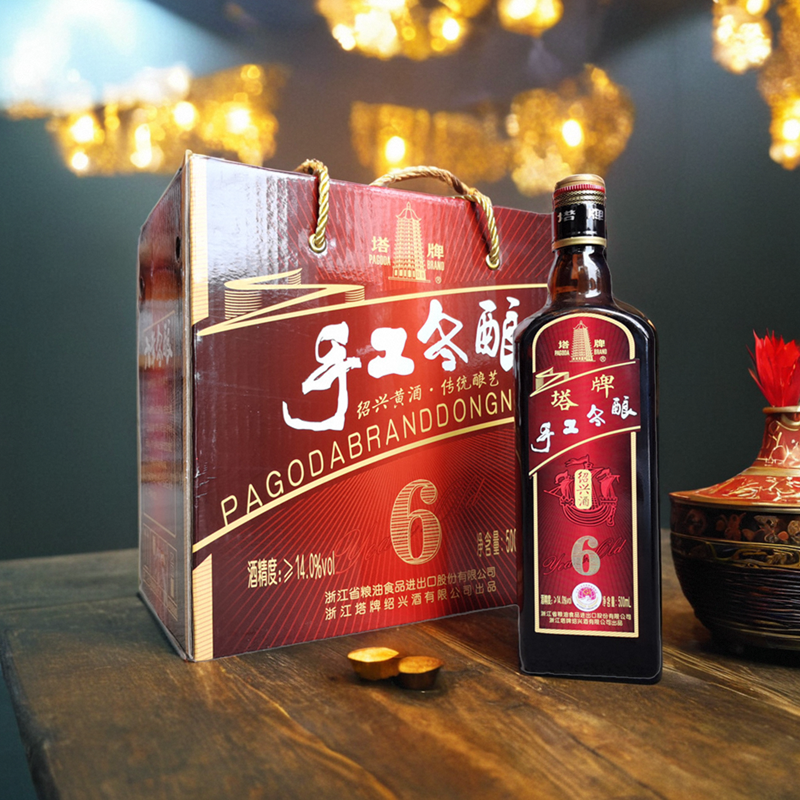 绍兴特产黄酒塔牌六年陈手工冬酿花雕酒500ml*8瓶整箱礼盒酒老酒