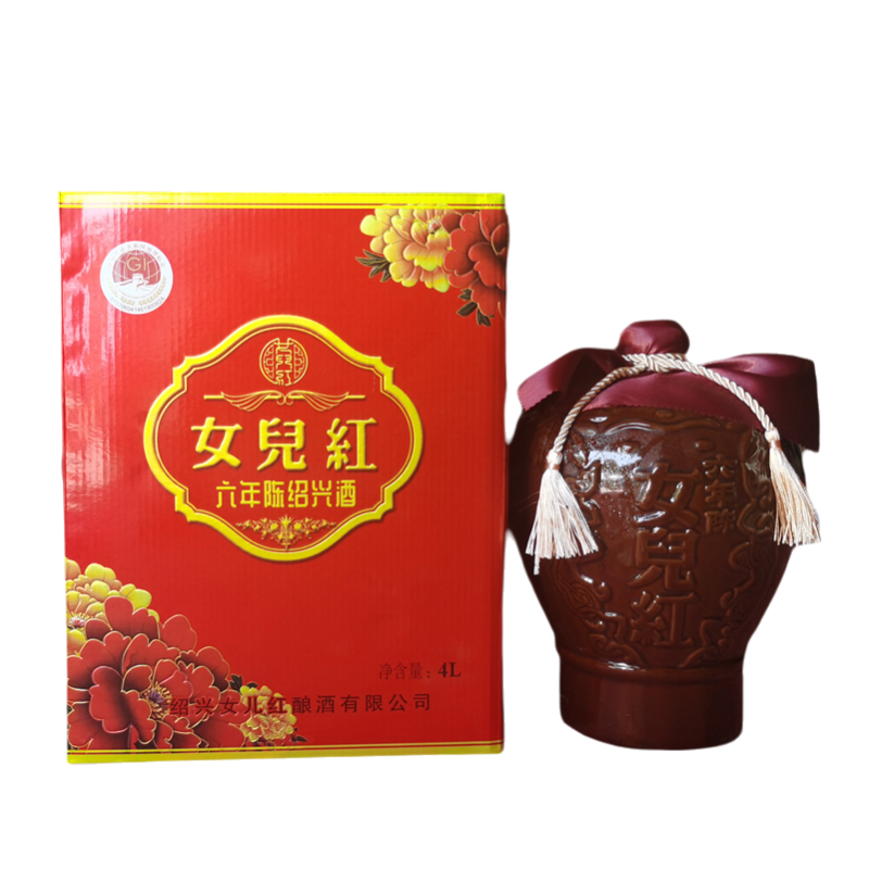 正宗女儿红六年陈绍兴酒4L坛装礼盒装绍兴黄酒半干型糯米老酒8斤