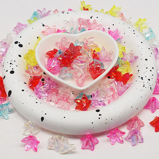 12mm新款镀AB彩铃兰花花瓣DIY串珠配件百合花珠菱形发簪头饰配件