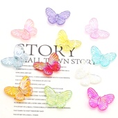 3cm幻彩透明亚克力蝴蝶ab彩手工diy头饰蝴蝶发箍流苏手机壳配件