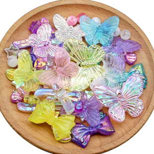 奶油胶手机壳梦幻甜美巴洛克蝴蝶结点缀亮片配件diy手工材料配饰