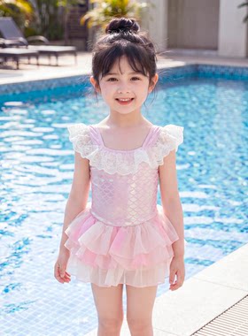 女童美人鱼连体泳衣2026新款