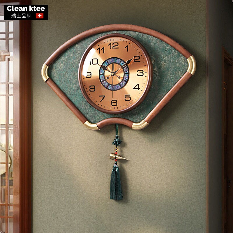 瑞士Clean ktee2026客厅实木中古创意高级感挂墙壁时钟表轻奢挂表