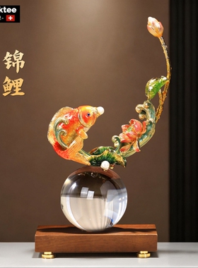 招财锦鲤摆件玄关客厅酒柜装饰品